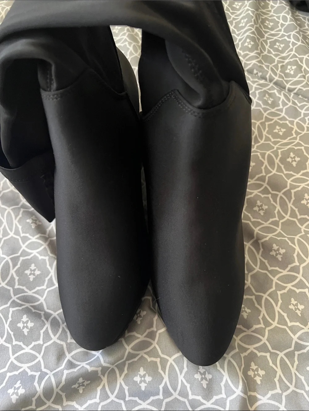 Classic Black Wedge Knee-High Boots - Women